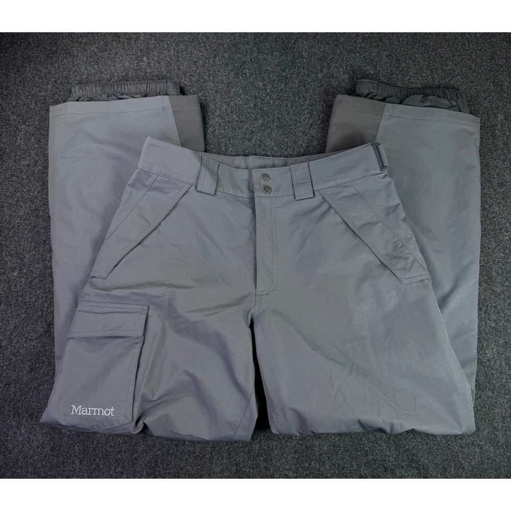 Marmot Motion Ski Snowboard Pants Mens M Gray Insulated Waterproof Cargo Pocket